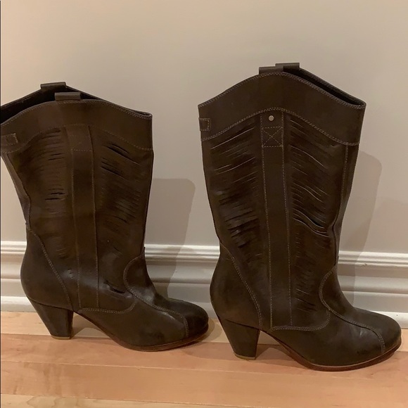 Diesel grey leather boots - Picture 1 of 4